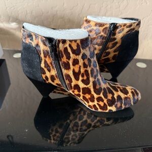 INC International Concepts Leopard and Black Ankle Boots